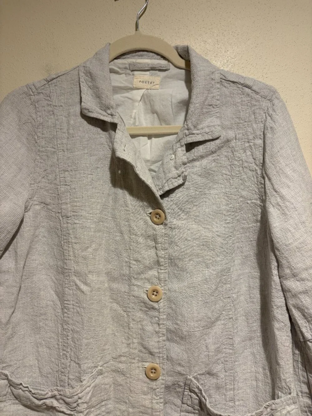Poetry Long Jacket High-Twist Linen in Ice Grey